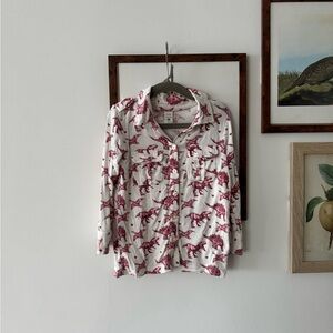 EUC Kate Quinn Valentines Dinosaur Bamboo Military Shirt 3T